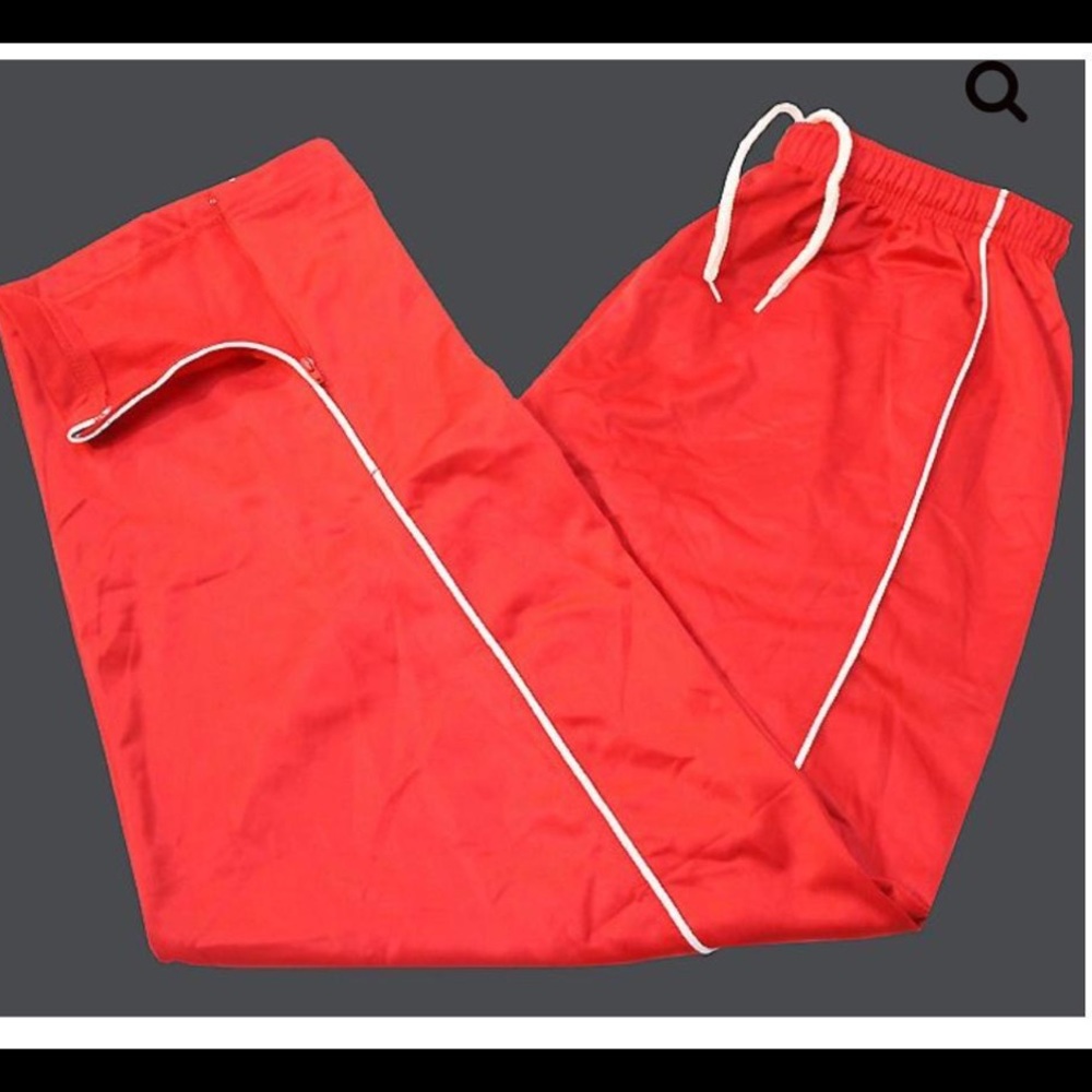 Tricot Plain Sports Warm Up Piping Style Jog Track Trouser Red